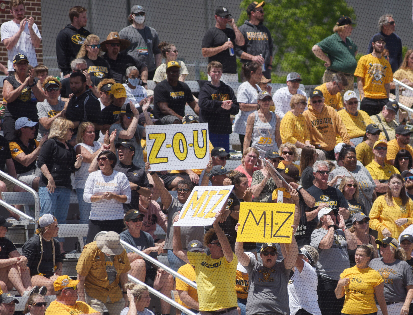 Missouri fans cheer on the Tigers